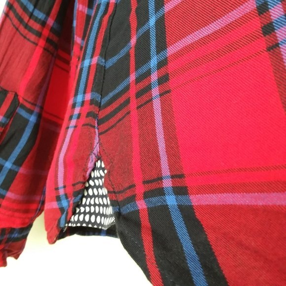 Como Vintage | Red Plaid Contrast Print Top - Picture 5 of 9